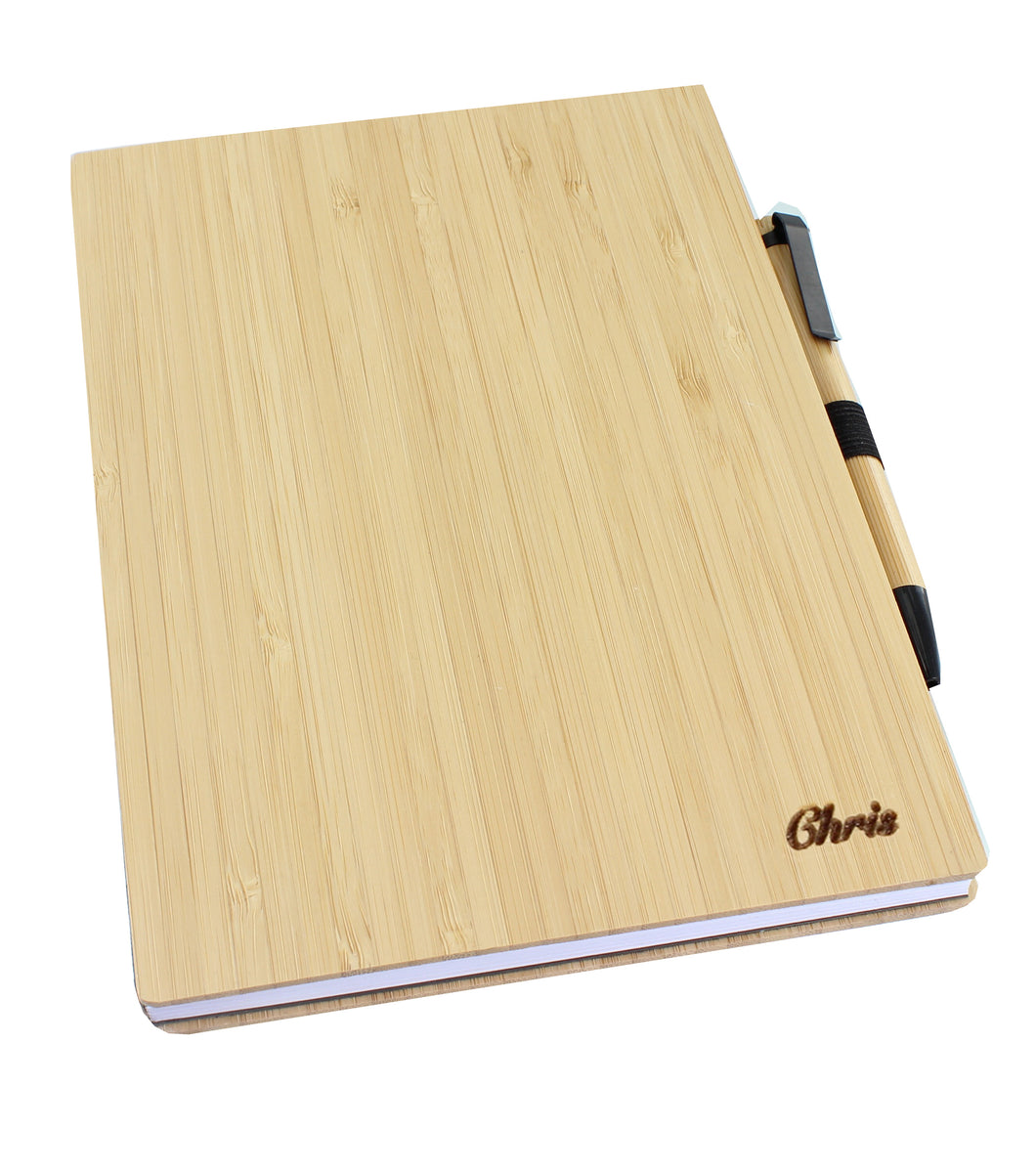 Personalised Bamboo Notepad and Pen Set