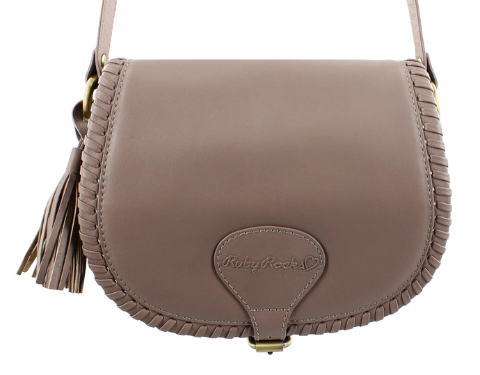 Ruby Rocks NIGHTINGALE Leather Cross Body Bag in Taupe
